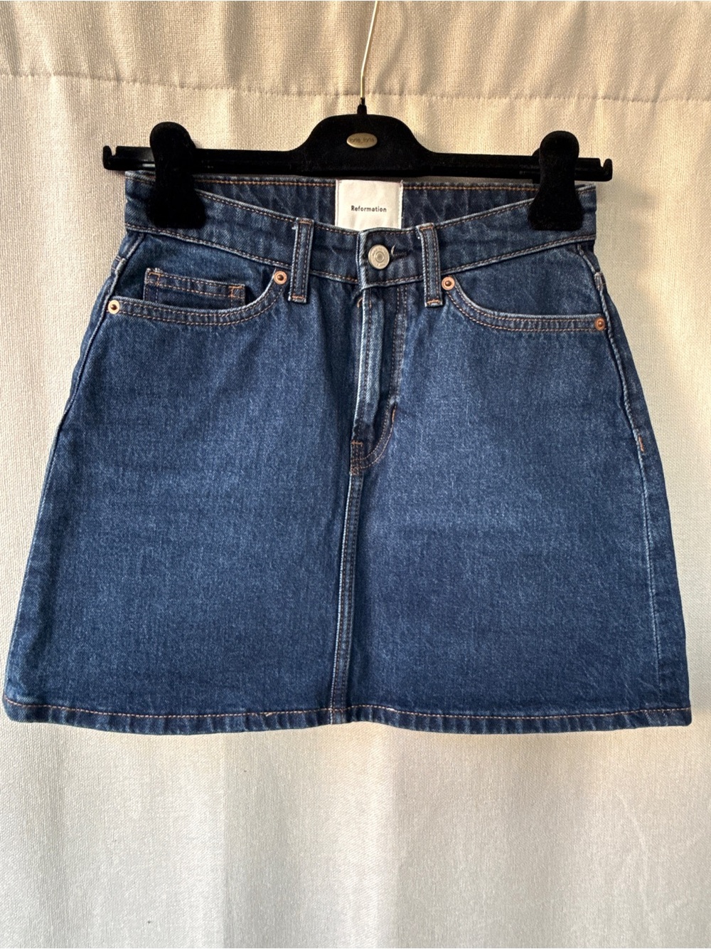 Reformation Dark Blue Denim Mini Skirt